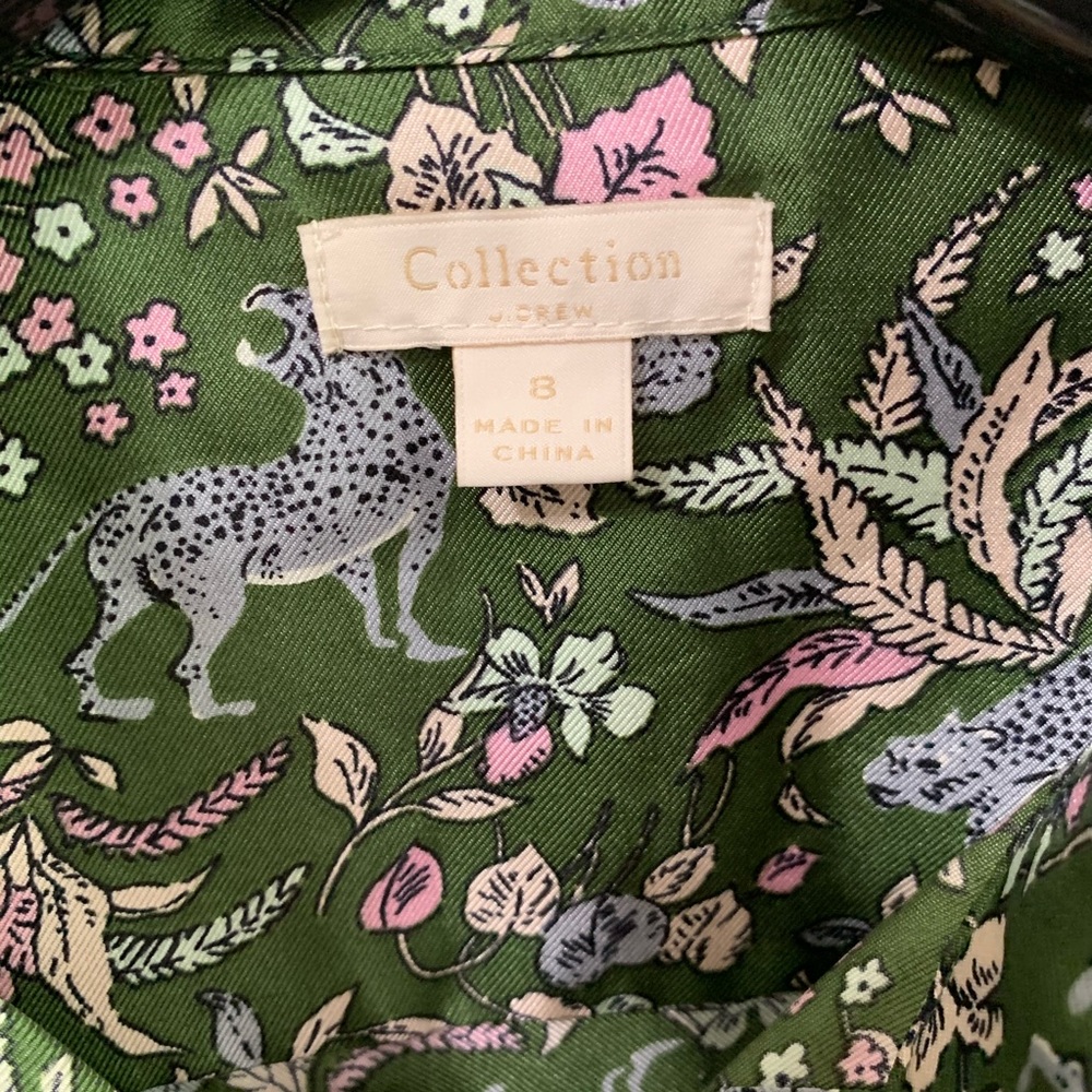 SOLD J.CREW COLLECTION Silk Shirt Jungle Cat Print - Picture 5 of 9